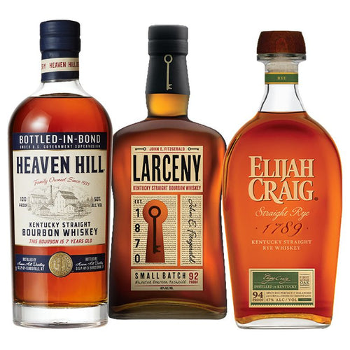 Heaven Hill 7 Year Bottled In Bond, Larceny Small Batch & Elijah Craig Straight Rye Bundle