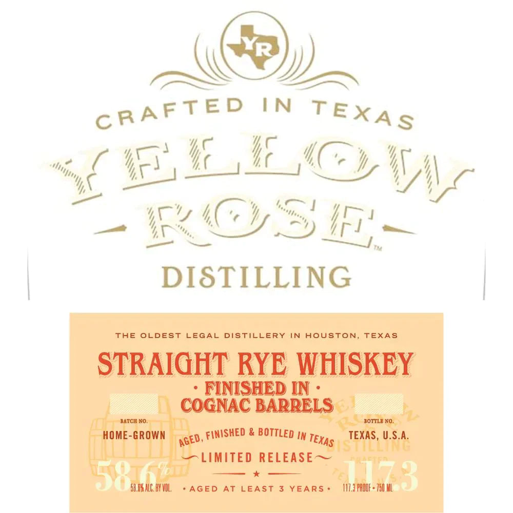 Yellow Rose Distilling Straight Rye Finished In Cognac Barrels