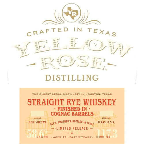 Yellow Rose Distilling Straight Rye Finished In Cognac Barrels