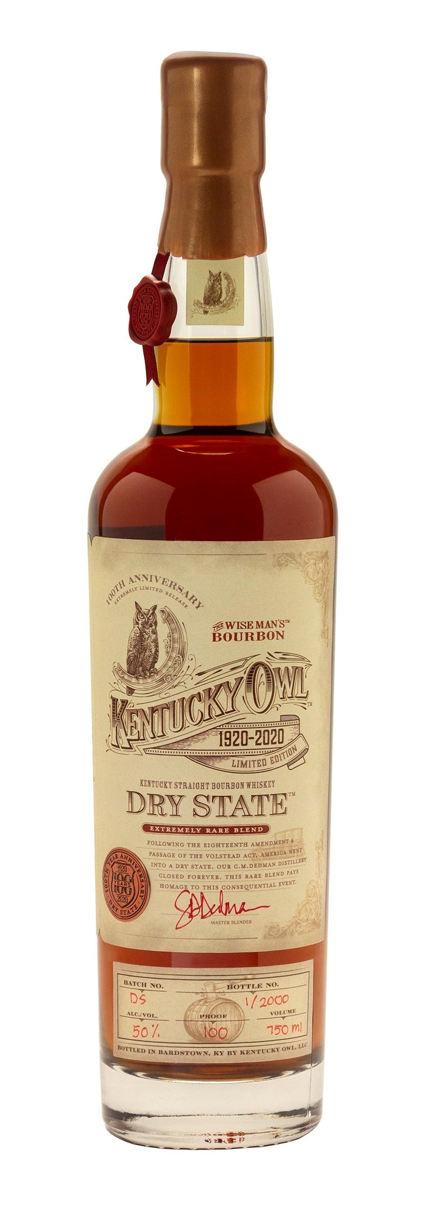 Kentucky Owl Dry State 100th Anniversary Release Bourbon Whiskey